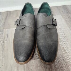 Todd Welsh Gray Monk Strap Dress Shoes Mens 9.5 D Textured Lug Sole Academia